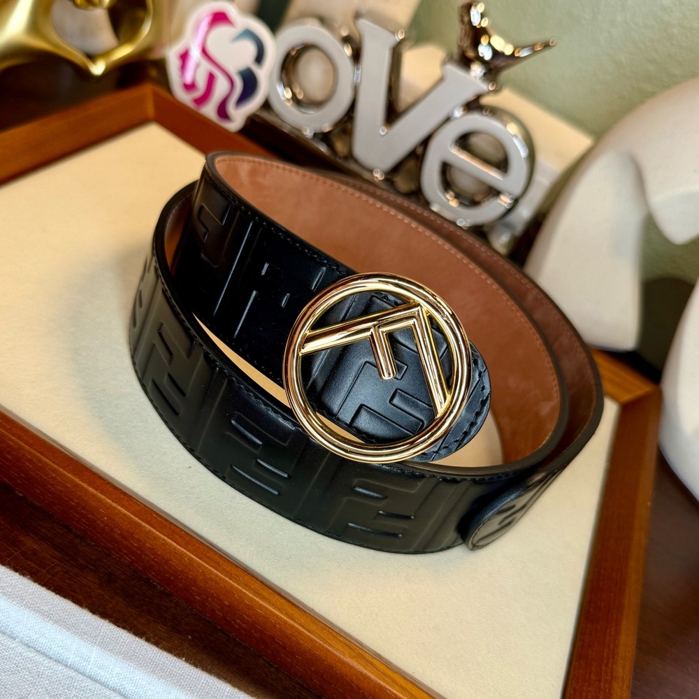 EUC FENDI Calfskin F is Fendi FF 1974 Embossed Belt - Picture 3 of 10